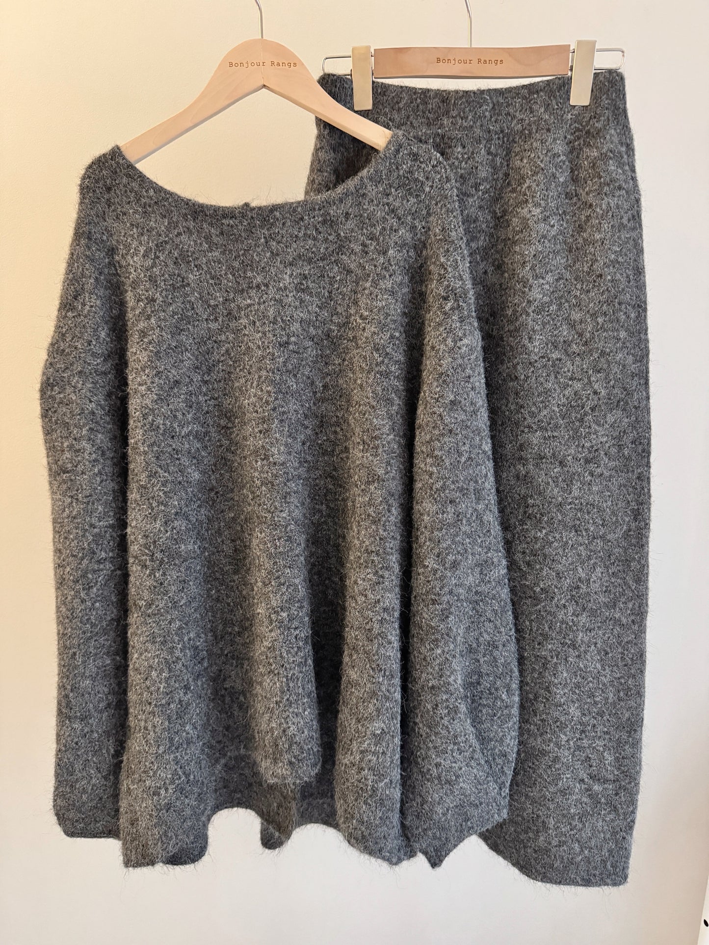 Button Knit Two Piece Sets(brown, grey)
