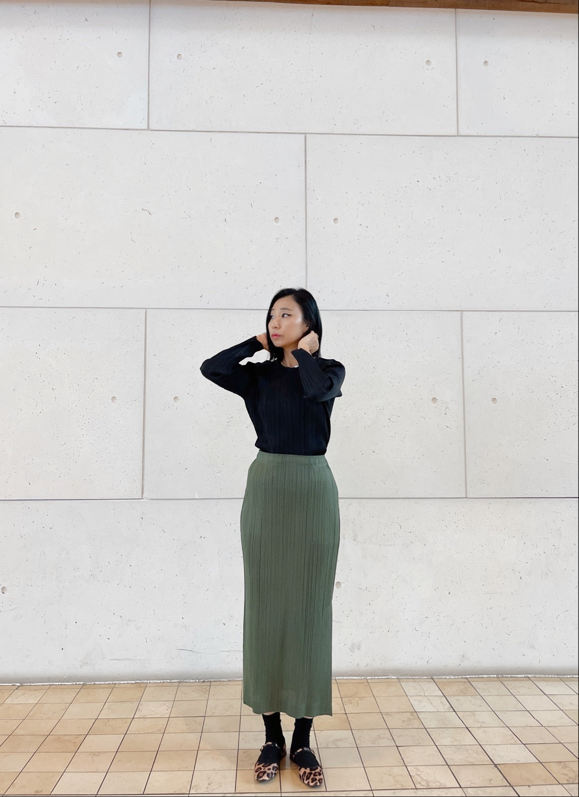 Basic long skirts (khaki, burgundy)