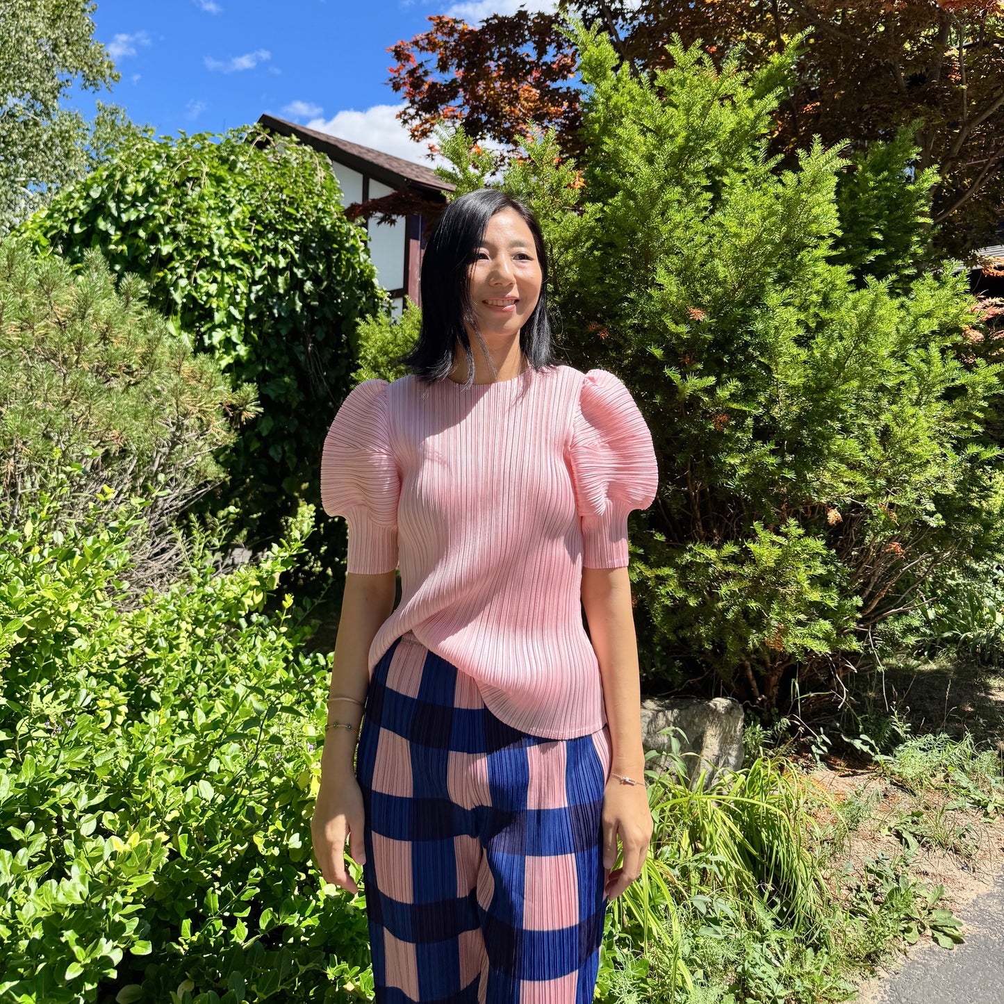 Pleats puff sleeves   (pink,yellow,black)