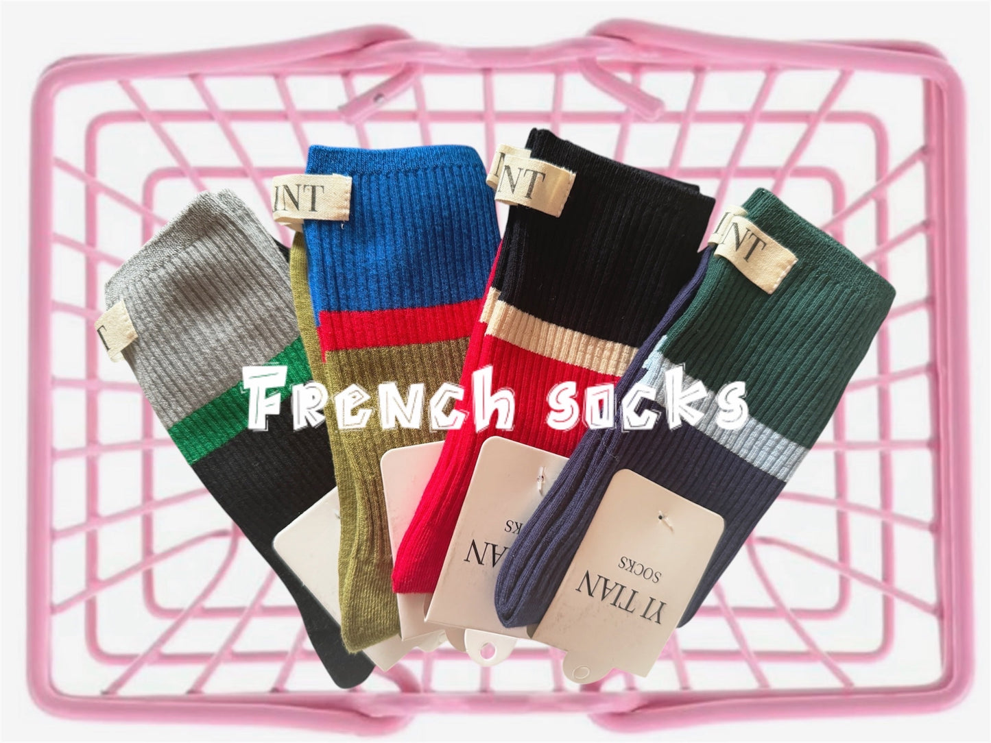 french socks (Black, navy, red, khaki)