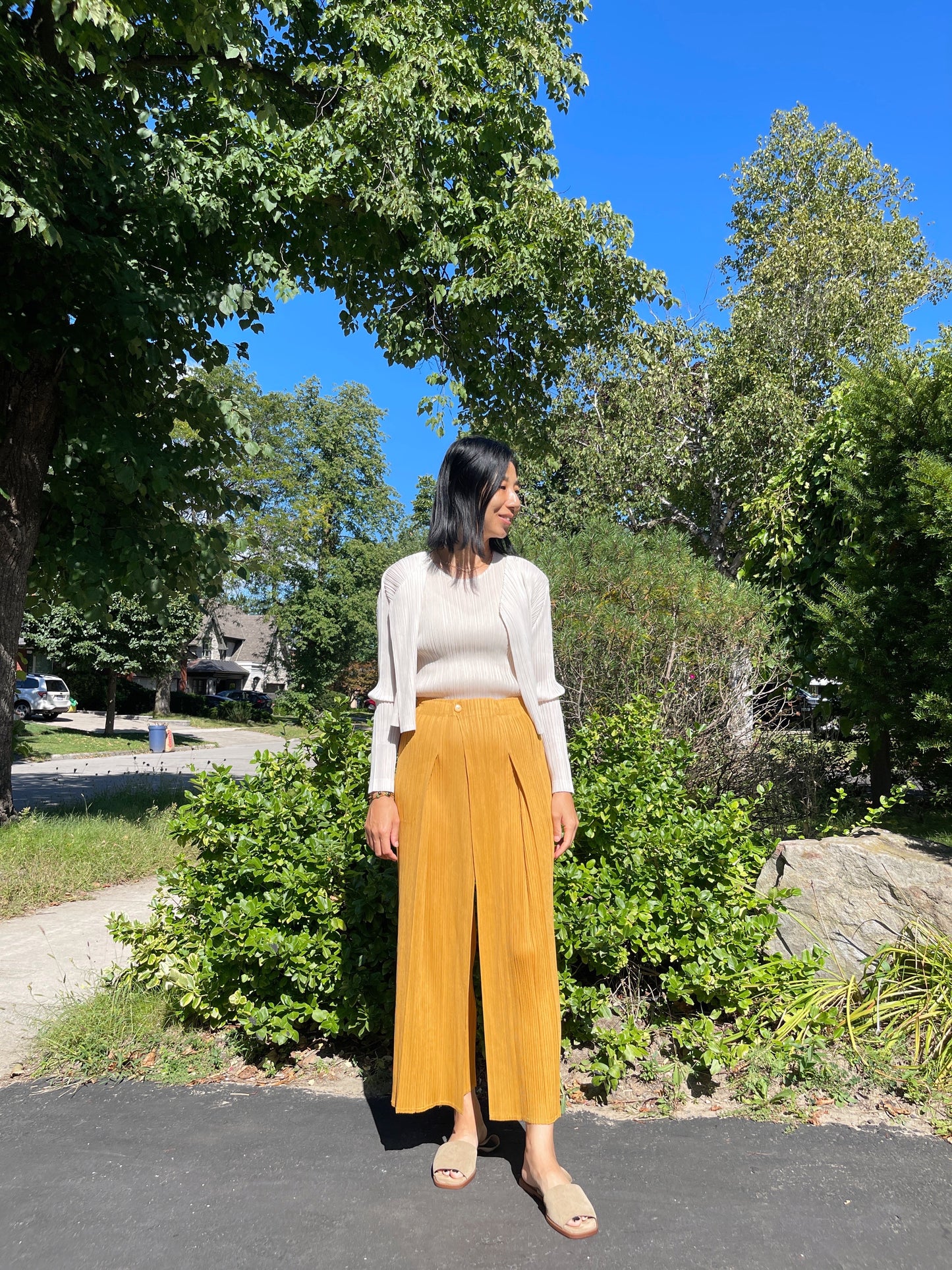 Button wrap pants (mustard, blue, ivory, black)