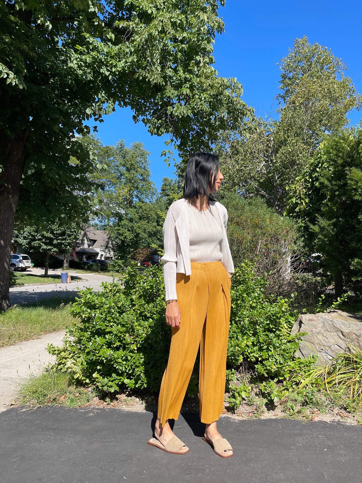 Button wrap pants (mustard, blue, ivory, black)