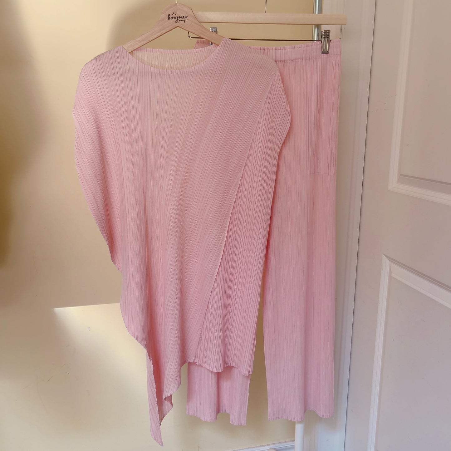 Unbalanced pleats Top(orange,pink)