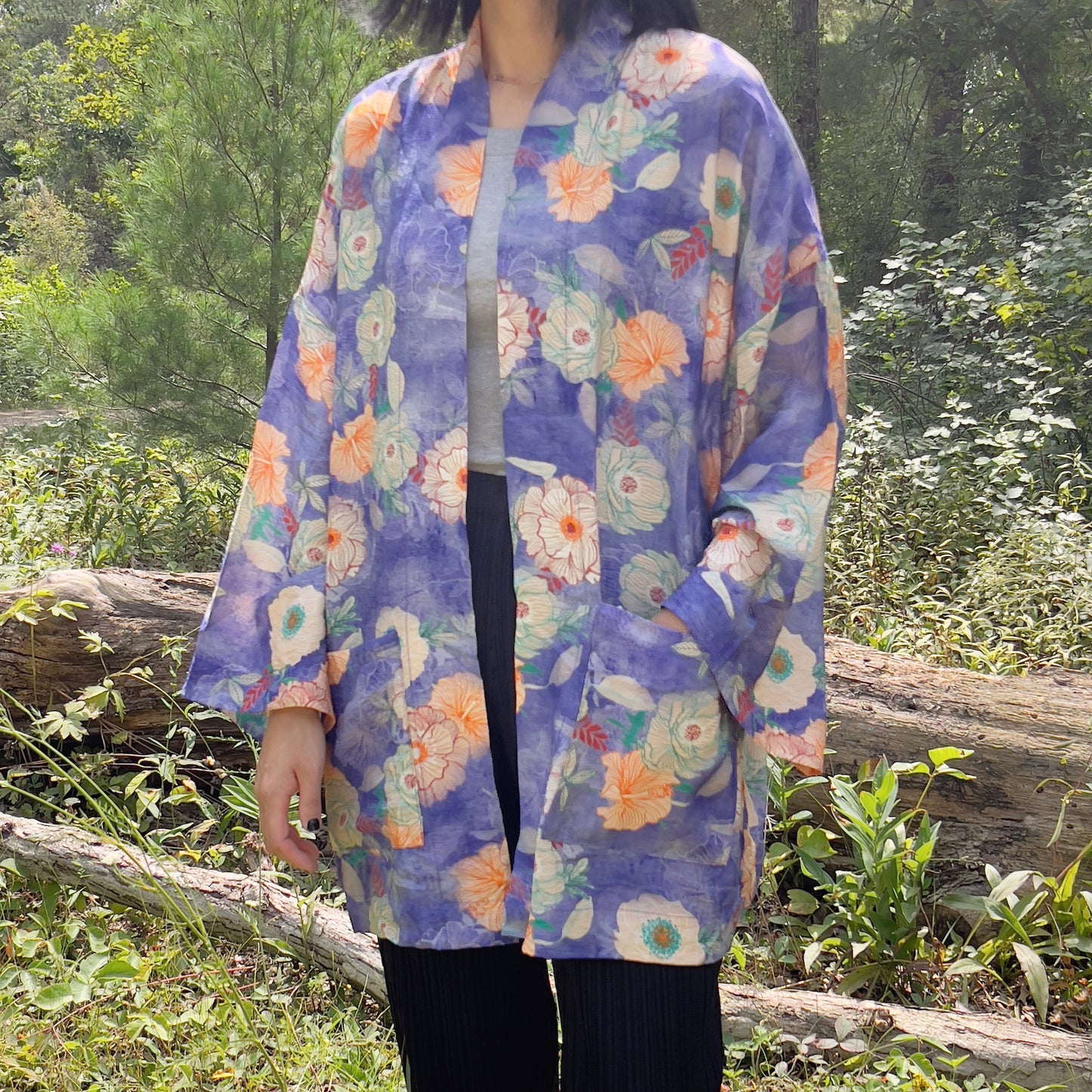 Printed Robe( purple, green)