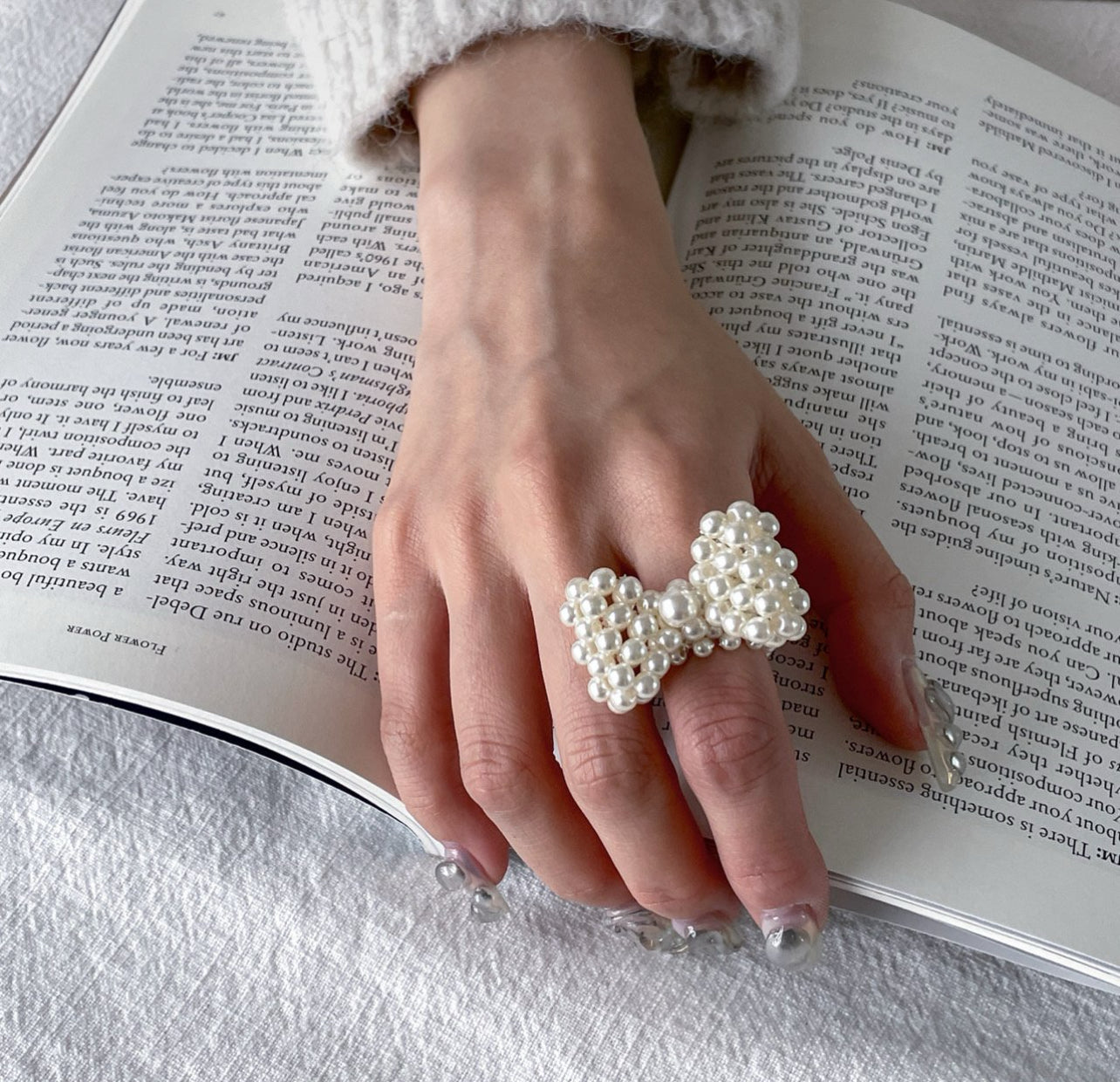 pearl ring (flower, ribbon,heart)