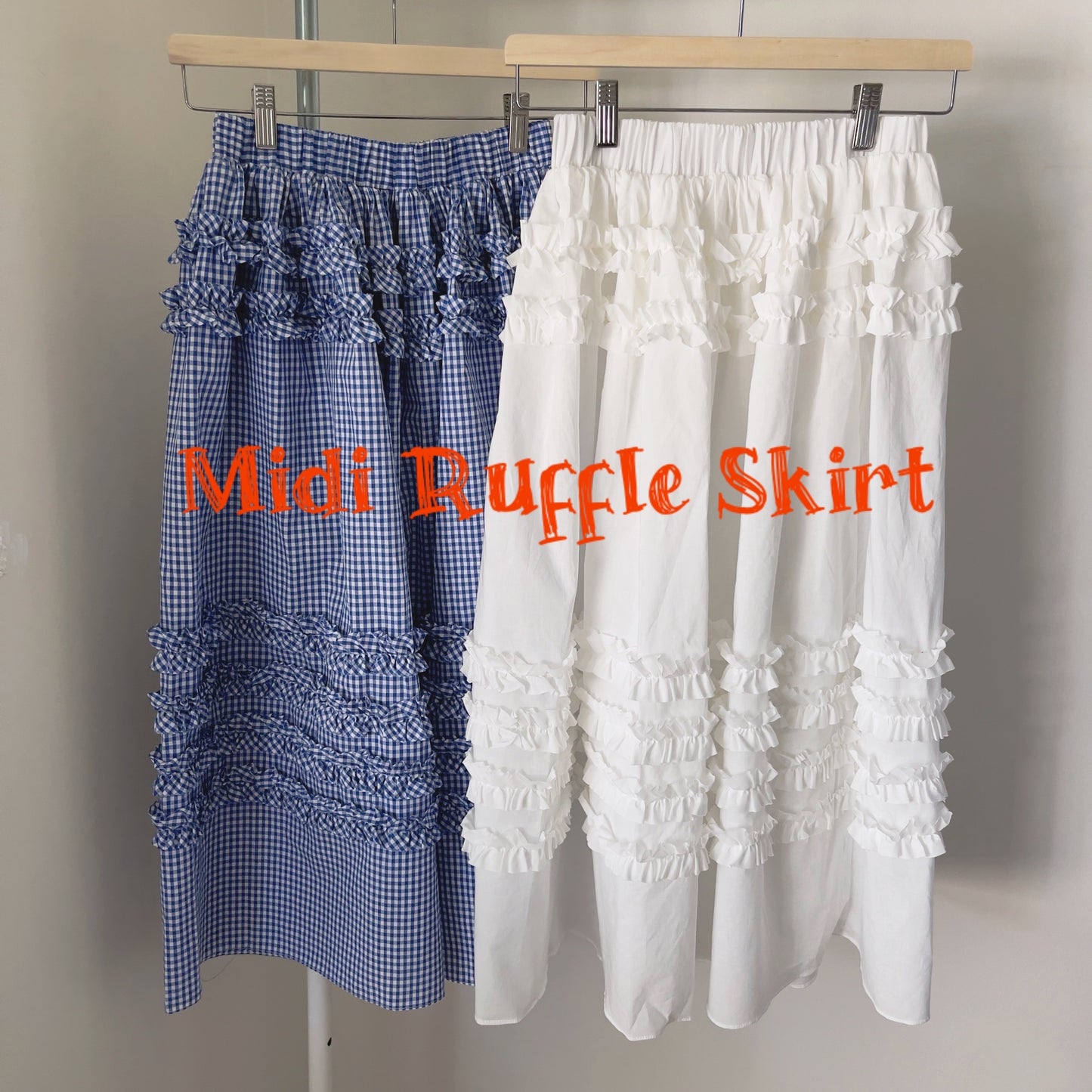 Ruffle skirt (blue,white)