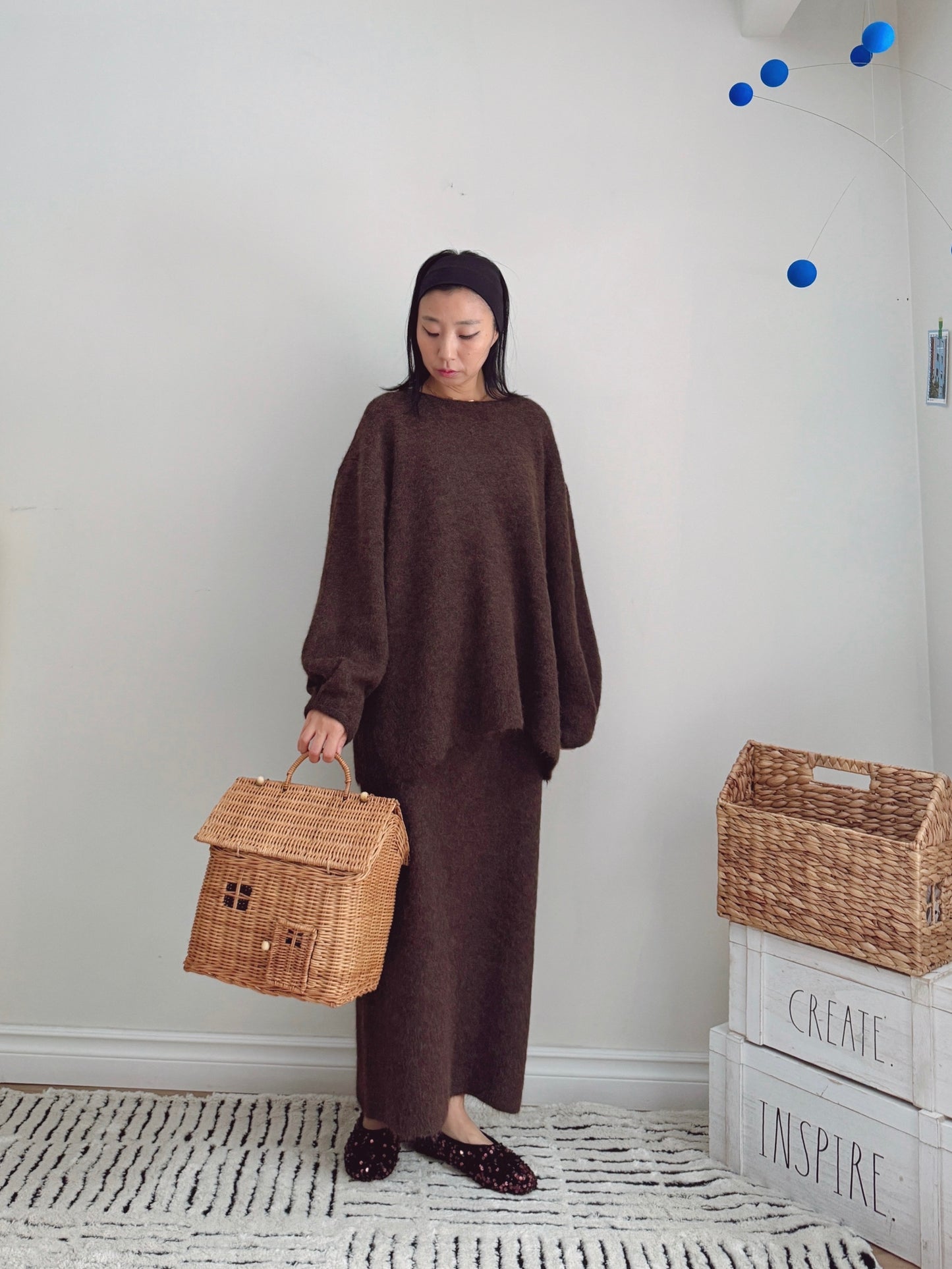 Button Knit Two Piece Sets(brown, grey)