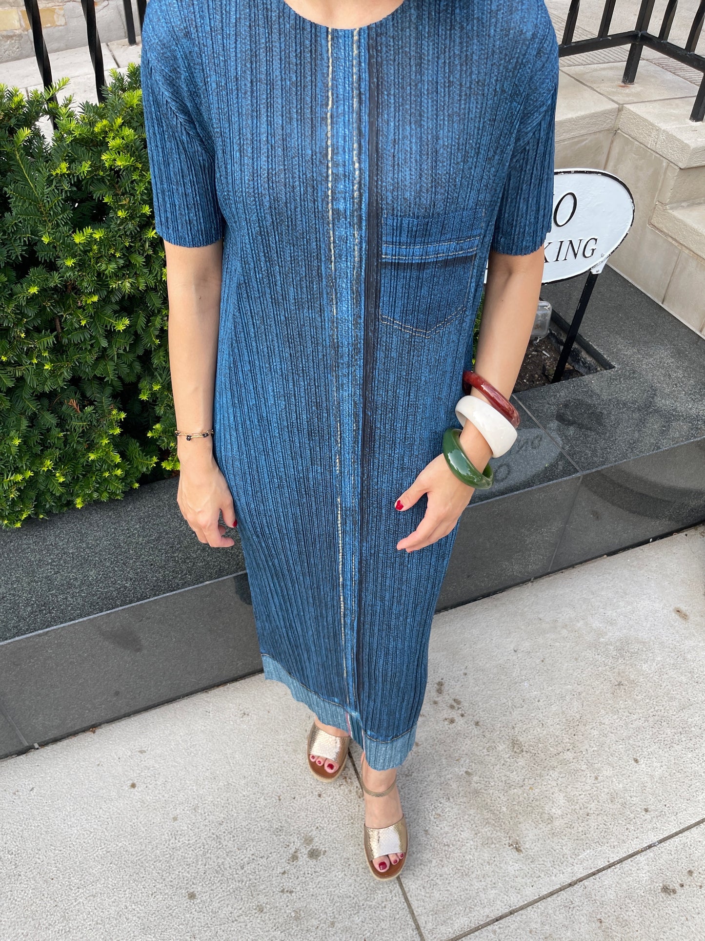 Pleats denim dress