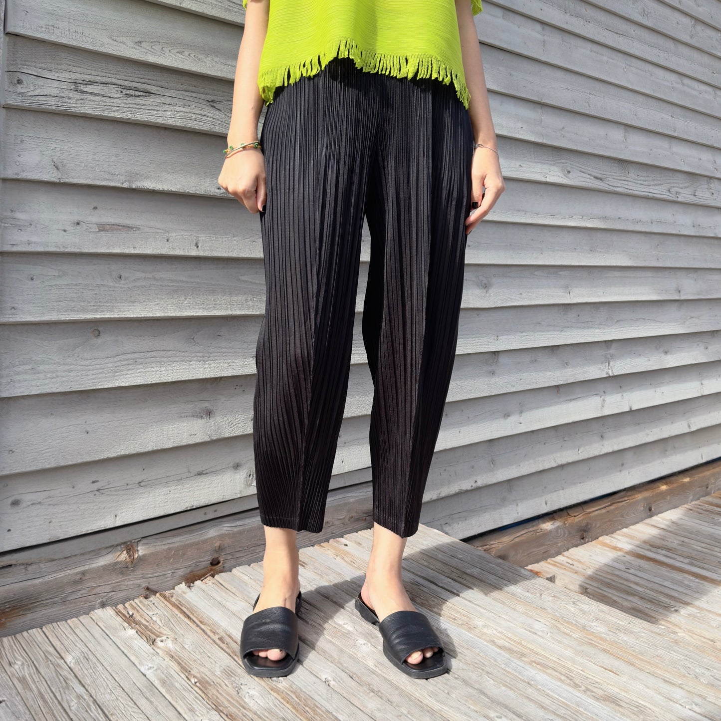 SS)Pleated baggy pants (gray,black)