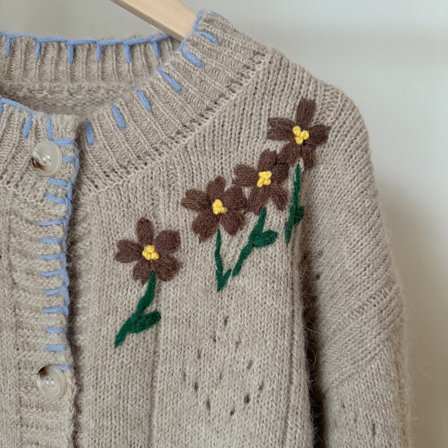 Vintage flower cardigan (grey,yellow,brown)