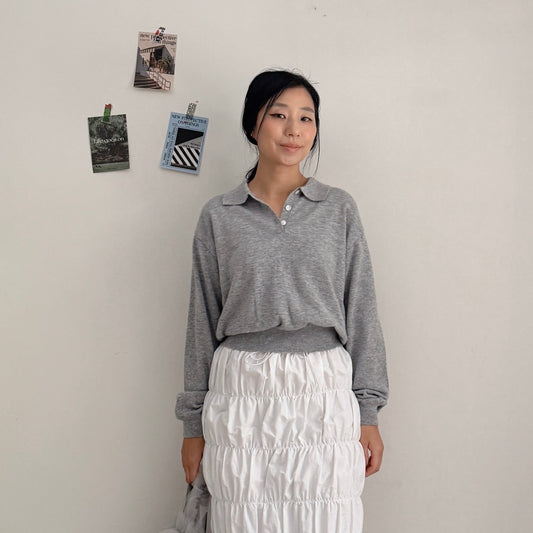 Italy collar knit (gray,yellow,pastel blue,blue)