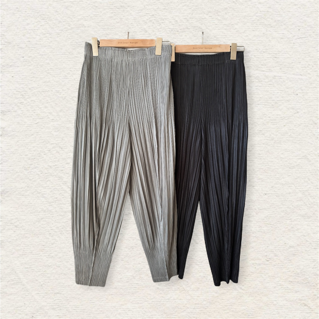 SS)Pleated baggy pants (gray,black)