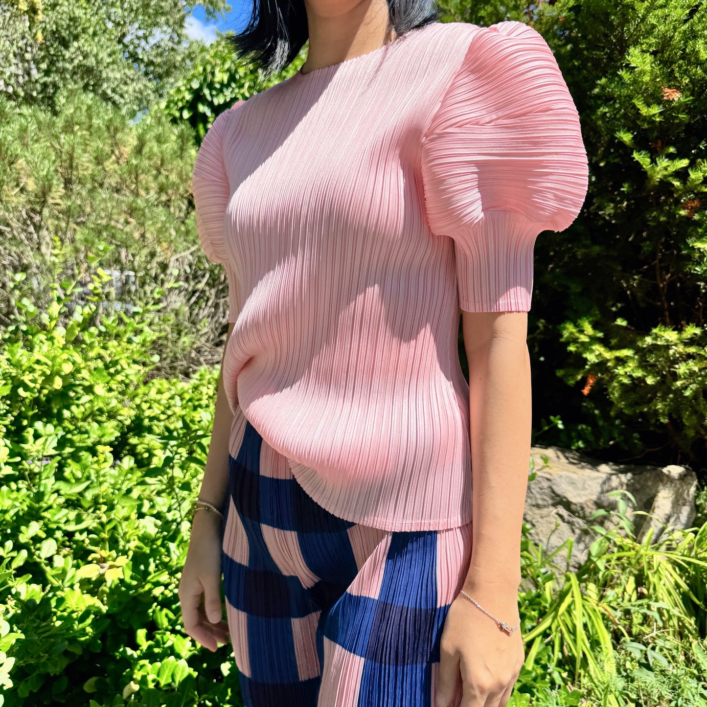 Pleats puff sleeves   (pink,yellow,black)