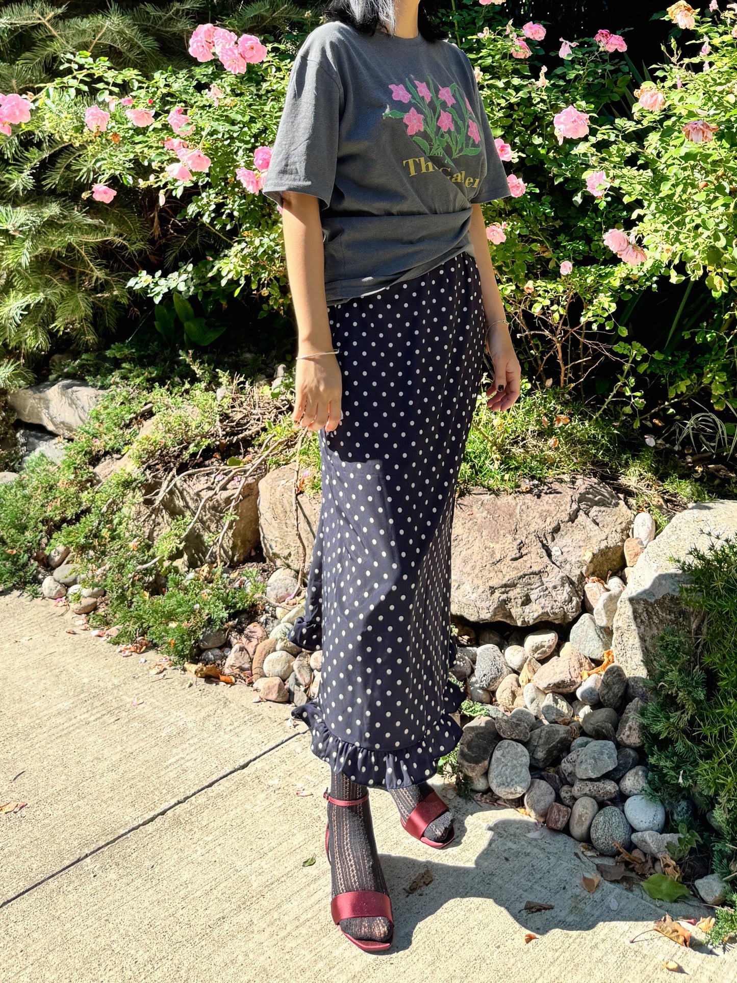 Dot frill skirt