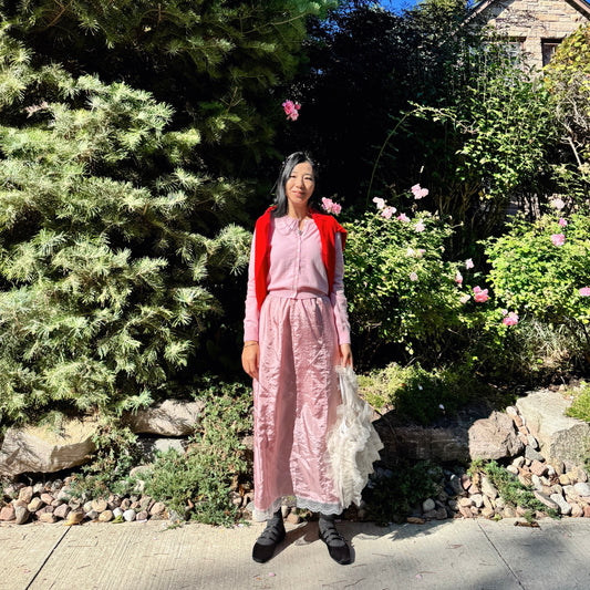 Satin lace skirt (pink, blue)