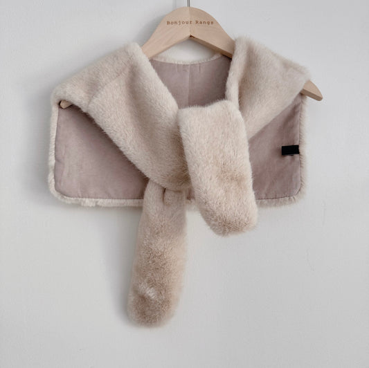 Mink shawl muffler (cream, brown, green)