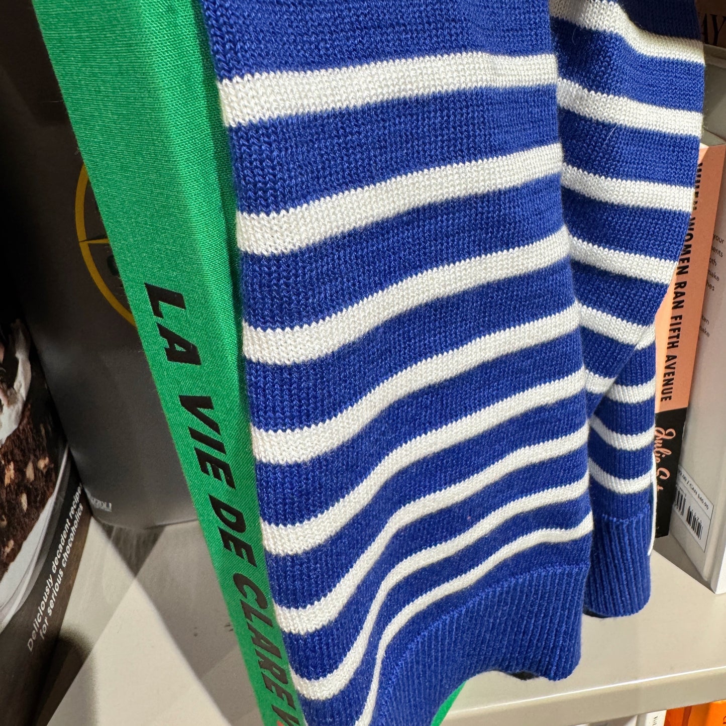 Stripe knit  shawl (black, blue)
