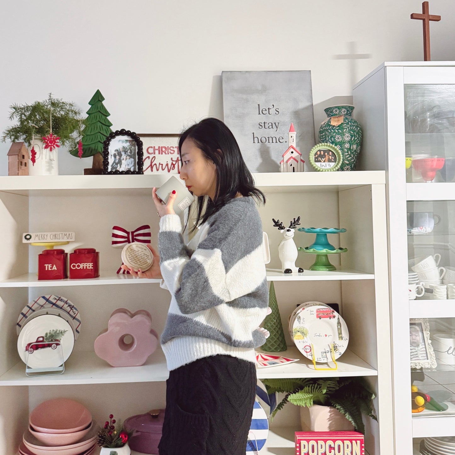 Striped knit (pink,gray)