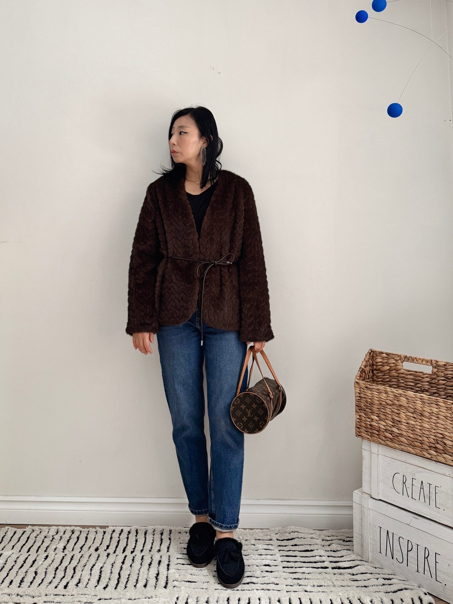 Misty mood faux fur jacket ( ivory, gray, brown)