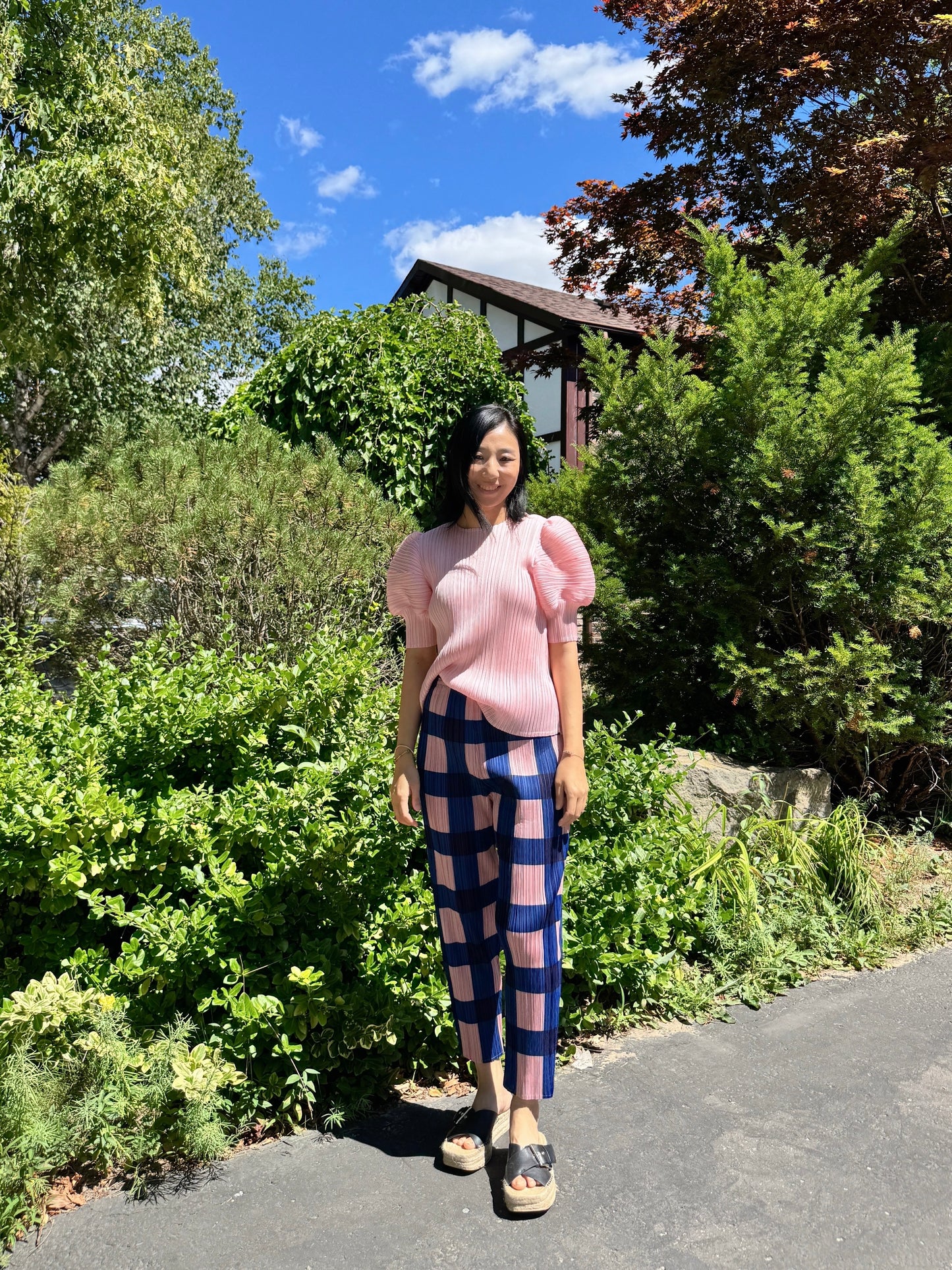 Pleats puff sleeves   (pink,yellow,black)