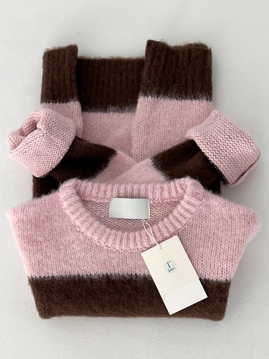 Striped knit (pink,gray)