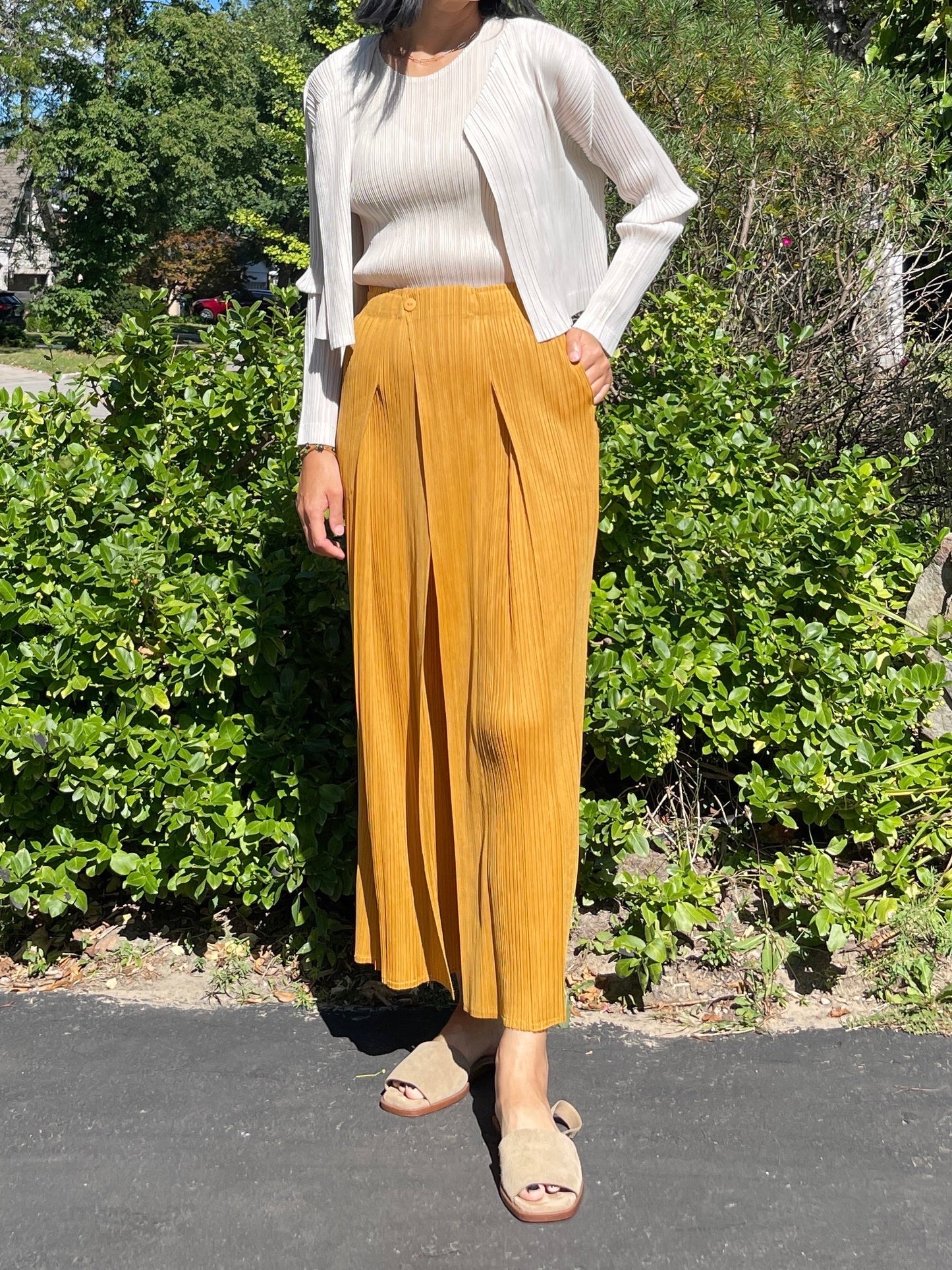 Button wrap pants (mustard, blue, ivory, black)