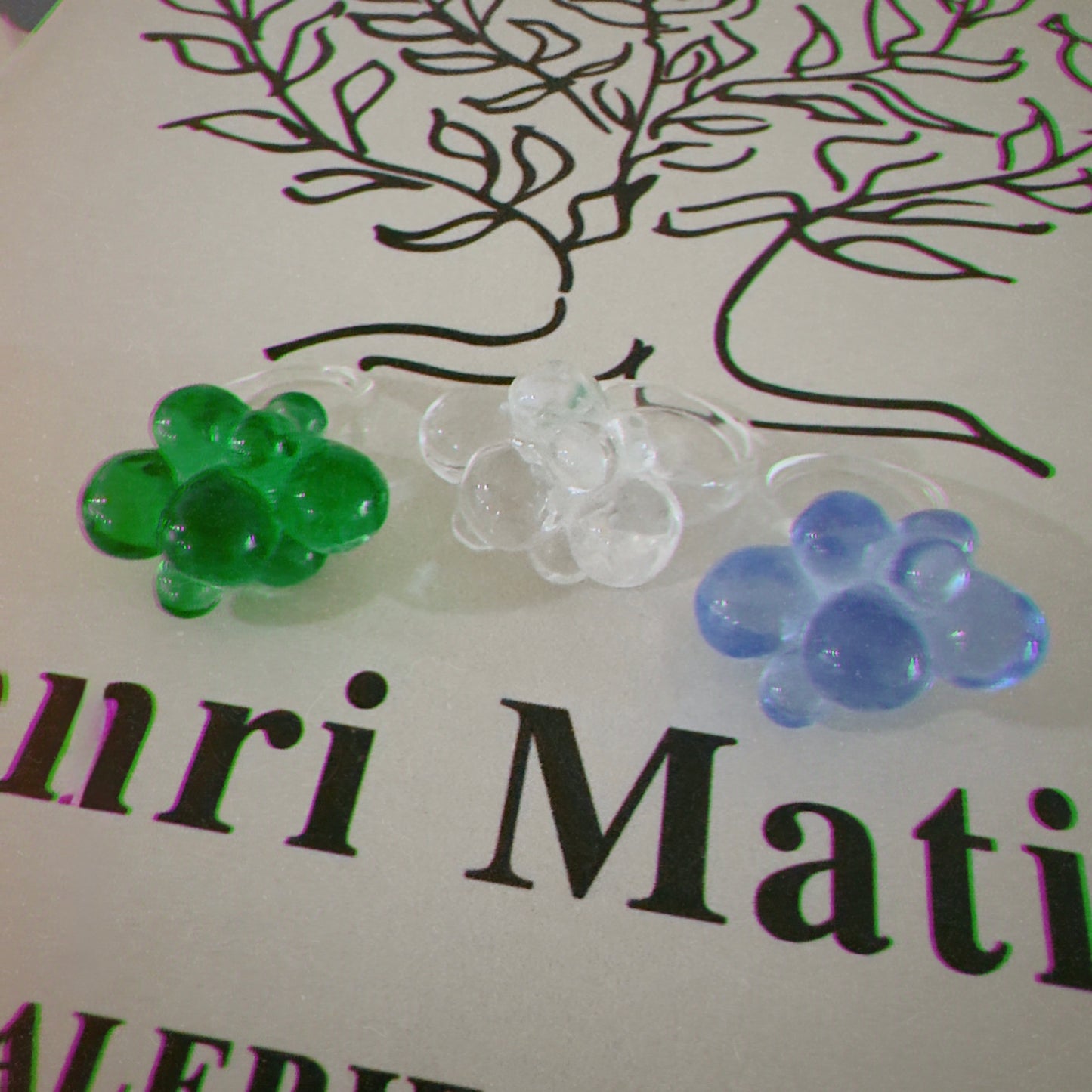 Flower acrylic ring(blue, Green, White)