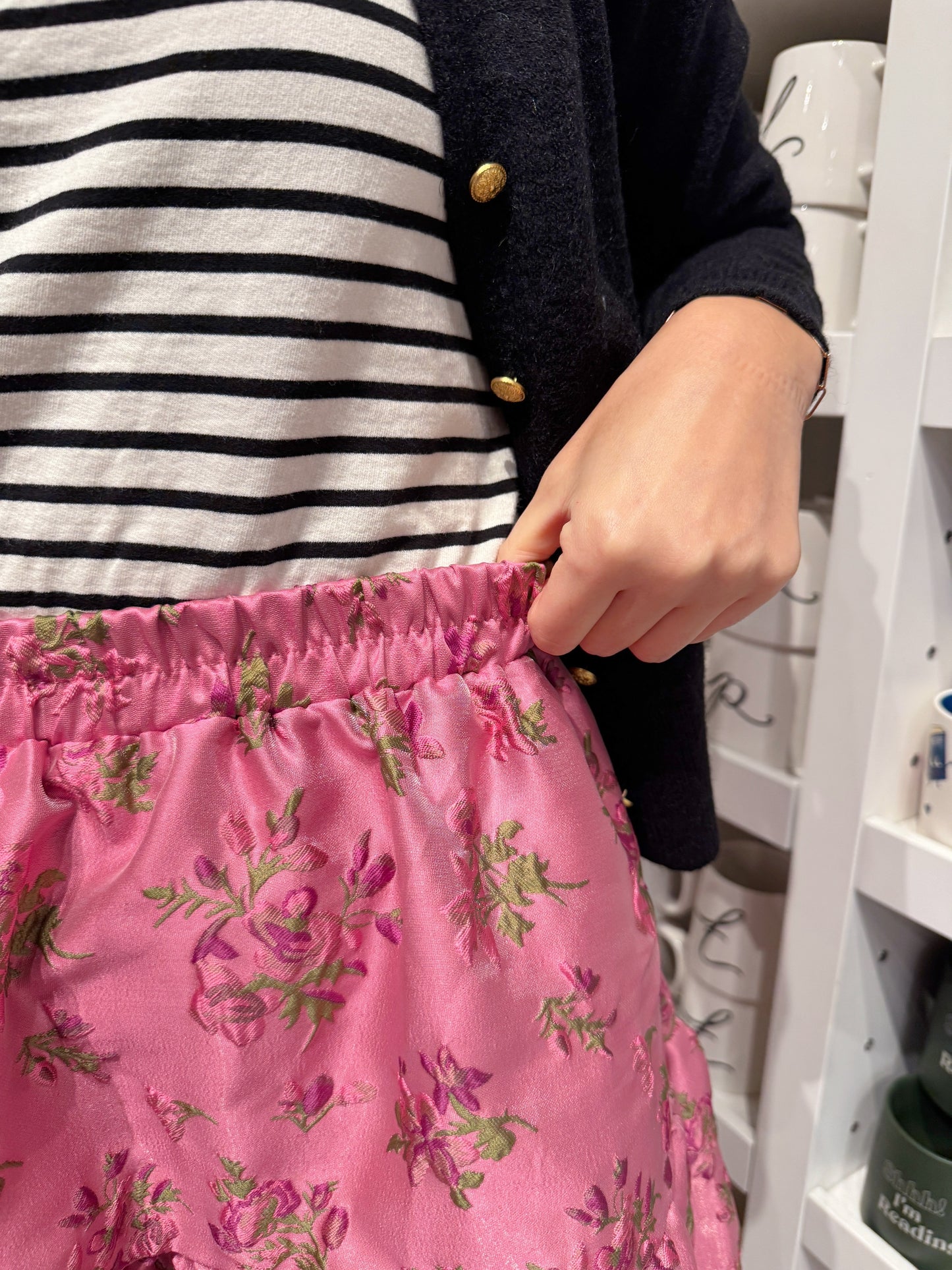 jacquard flower skirt (gray, pink)