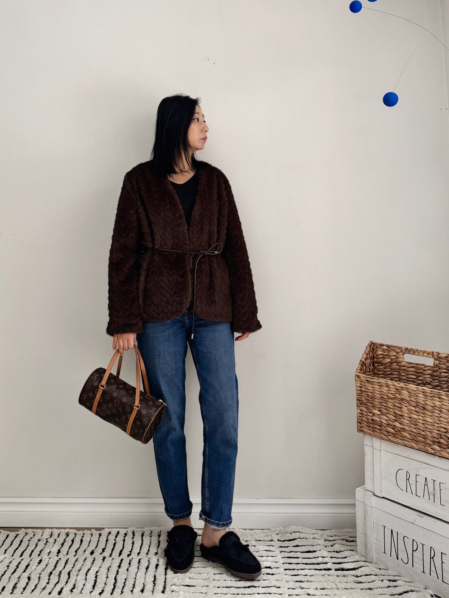 Misty mood faux fur jacket ( ivory, gray, brown)