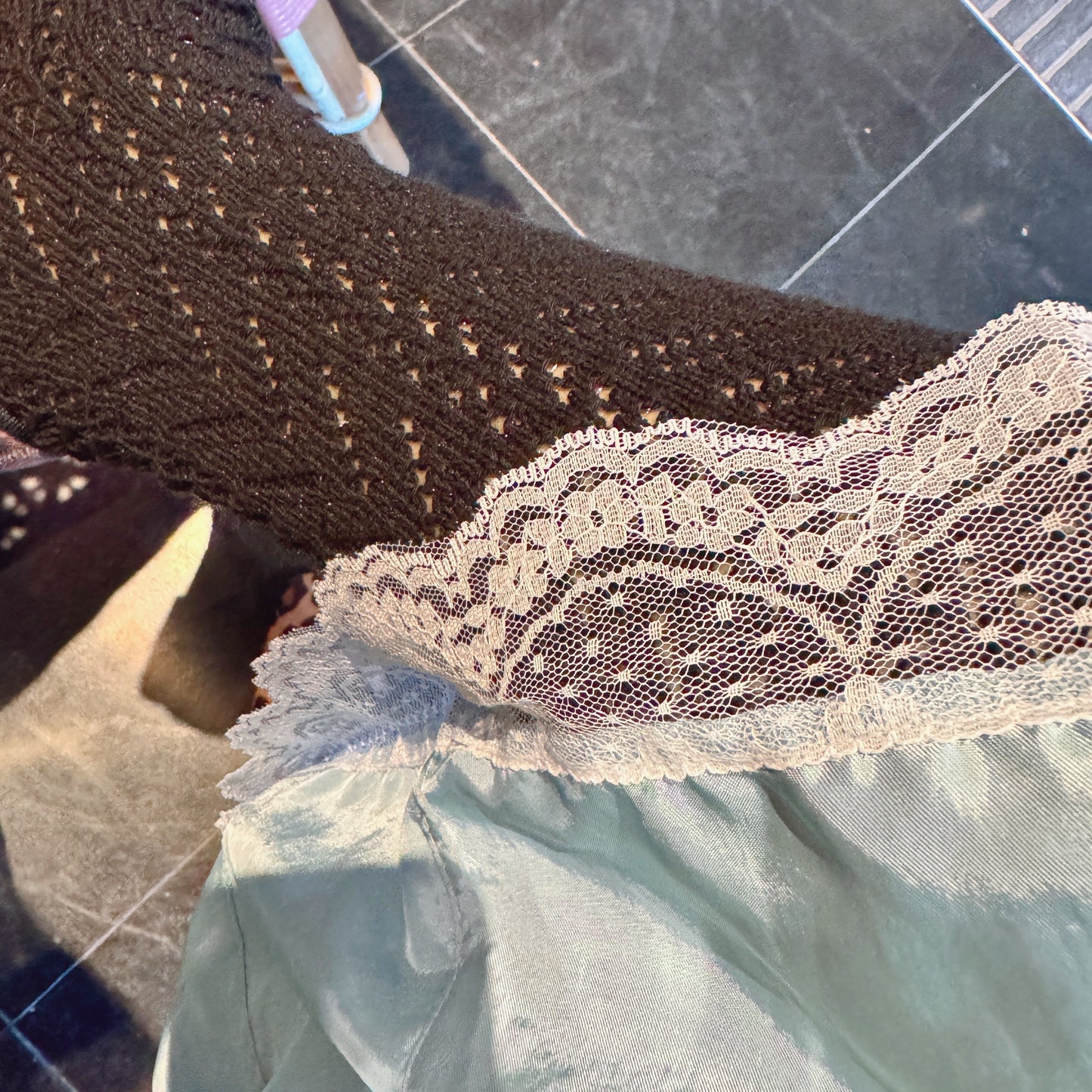 crochet knee socks ( black , gray, charcoal )