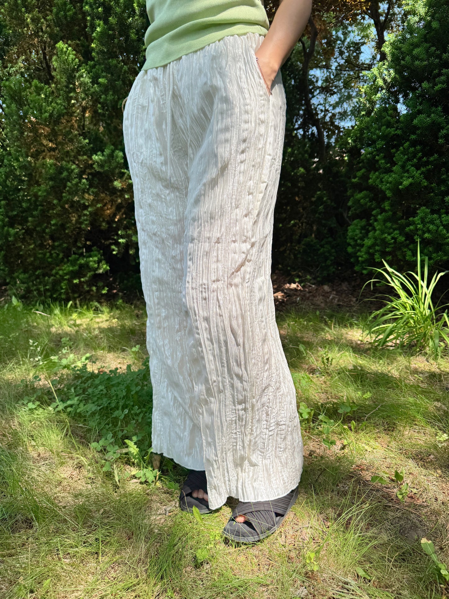 Wrinkle Pants (ivory, gray, black)