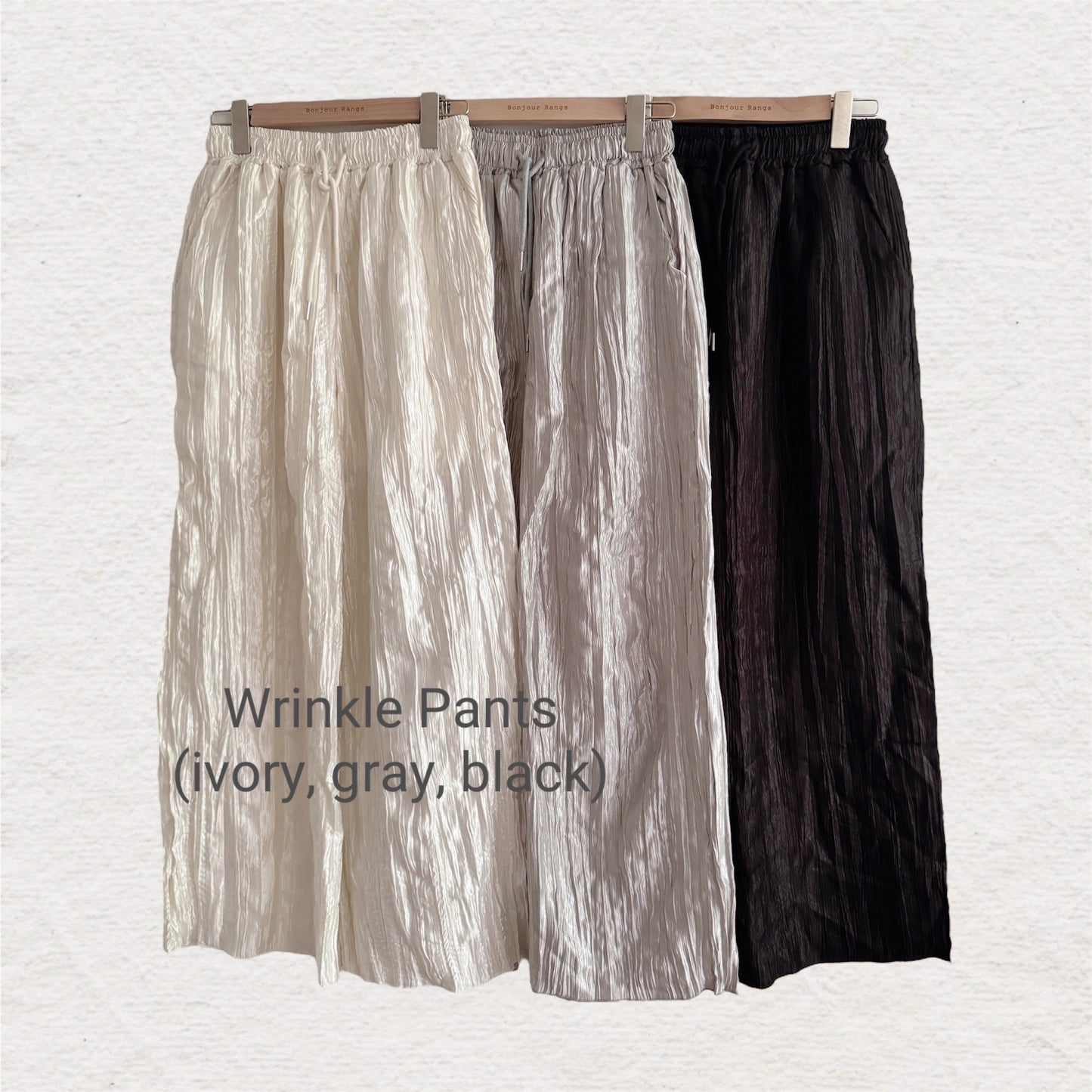 Wrinkle Pants (ivory, gray, black)