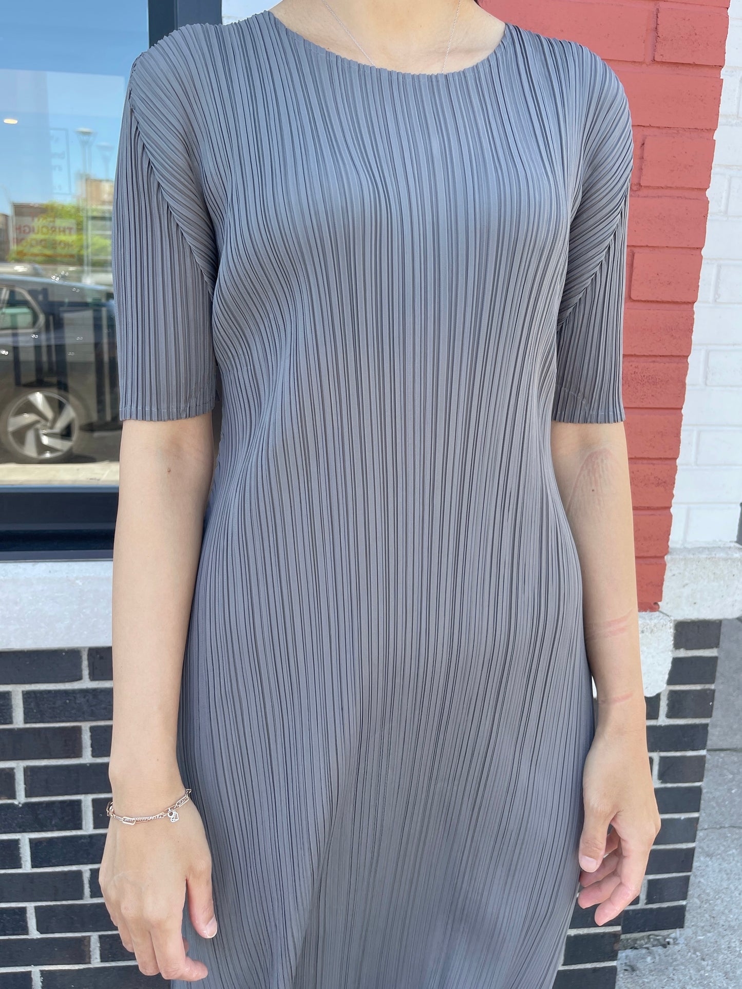 Edge long dress (Gray)