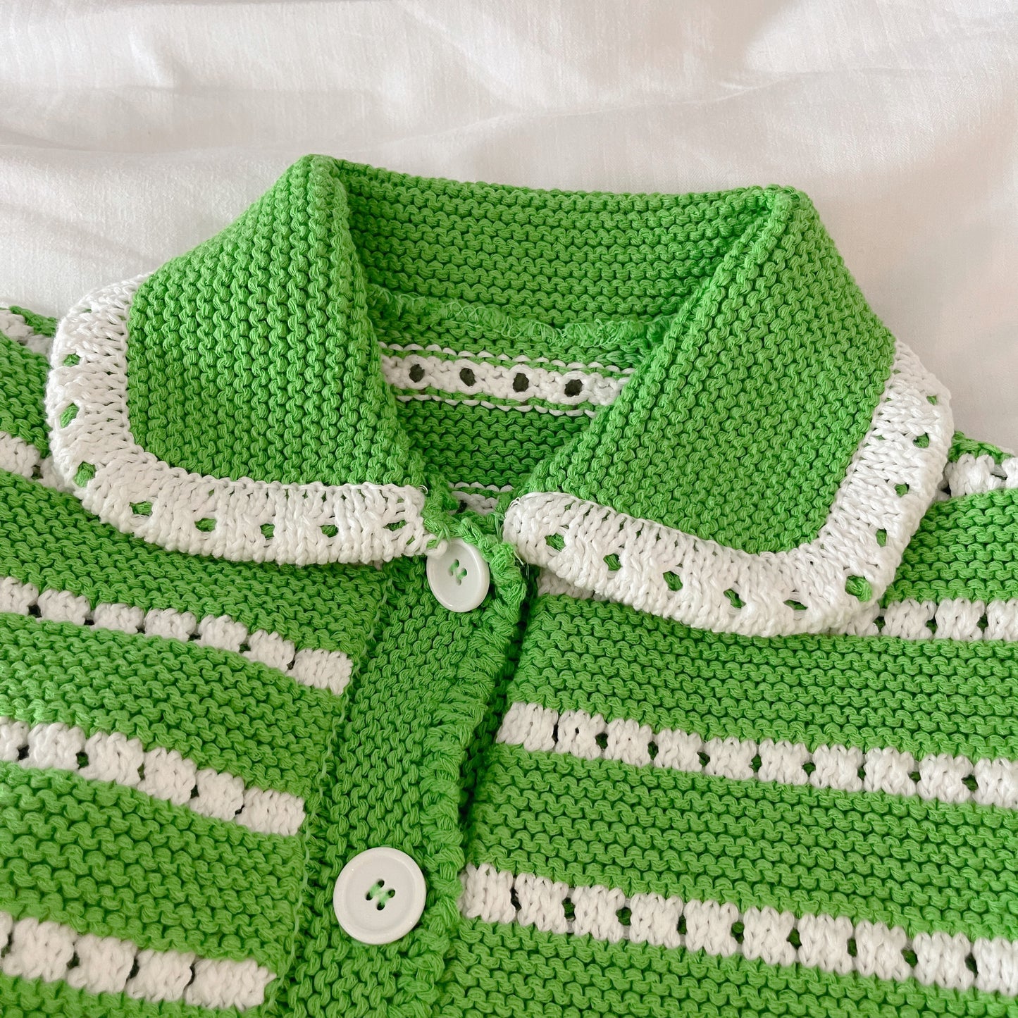 Punching knit cardigan (pink,green)