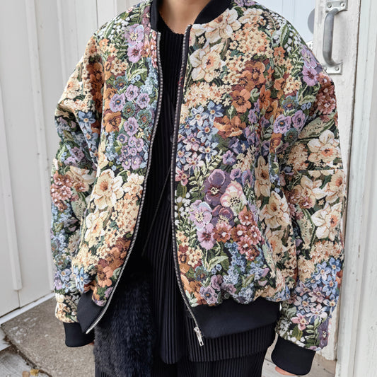 Oversized Jacquard Bomber Jacket