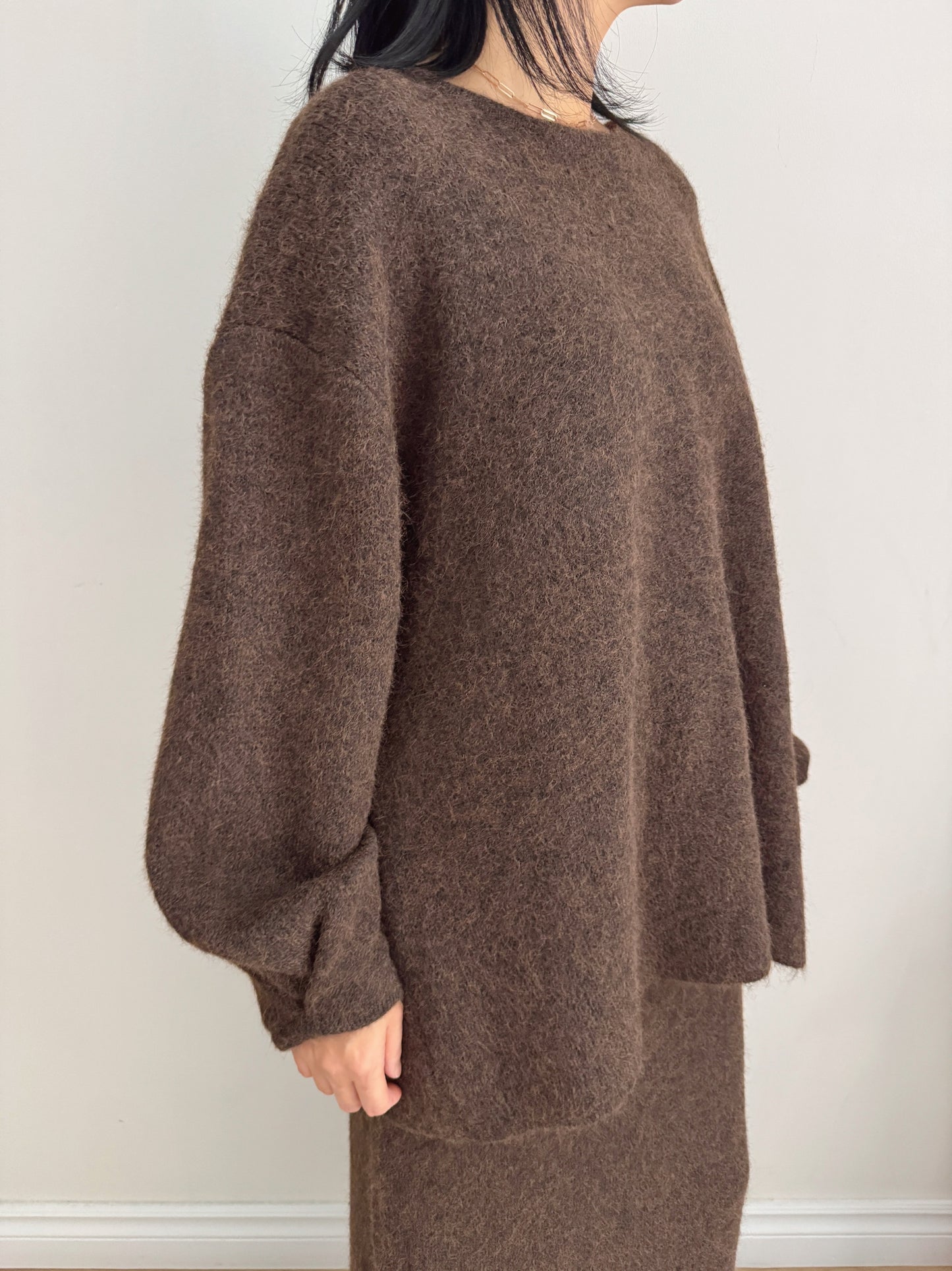 Button Knit Two Piece Sets(brown, grey)