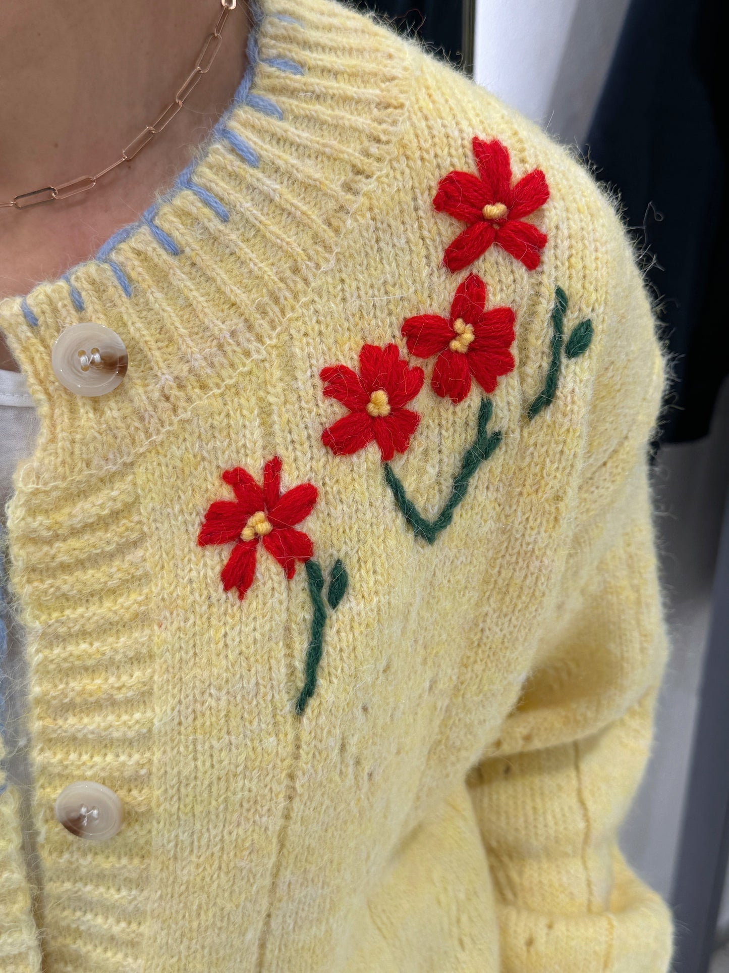 Vintage flower cardigan (grey,yellow,brown)