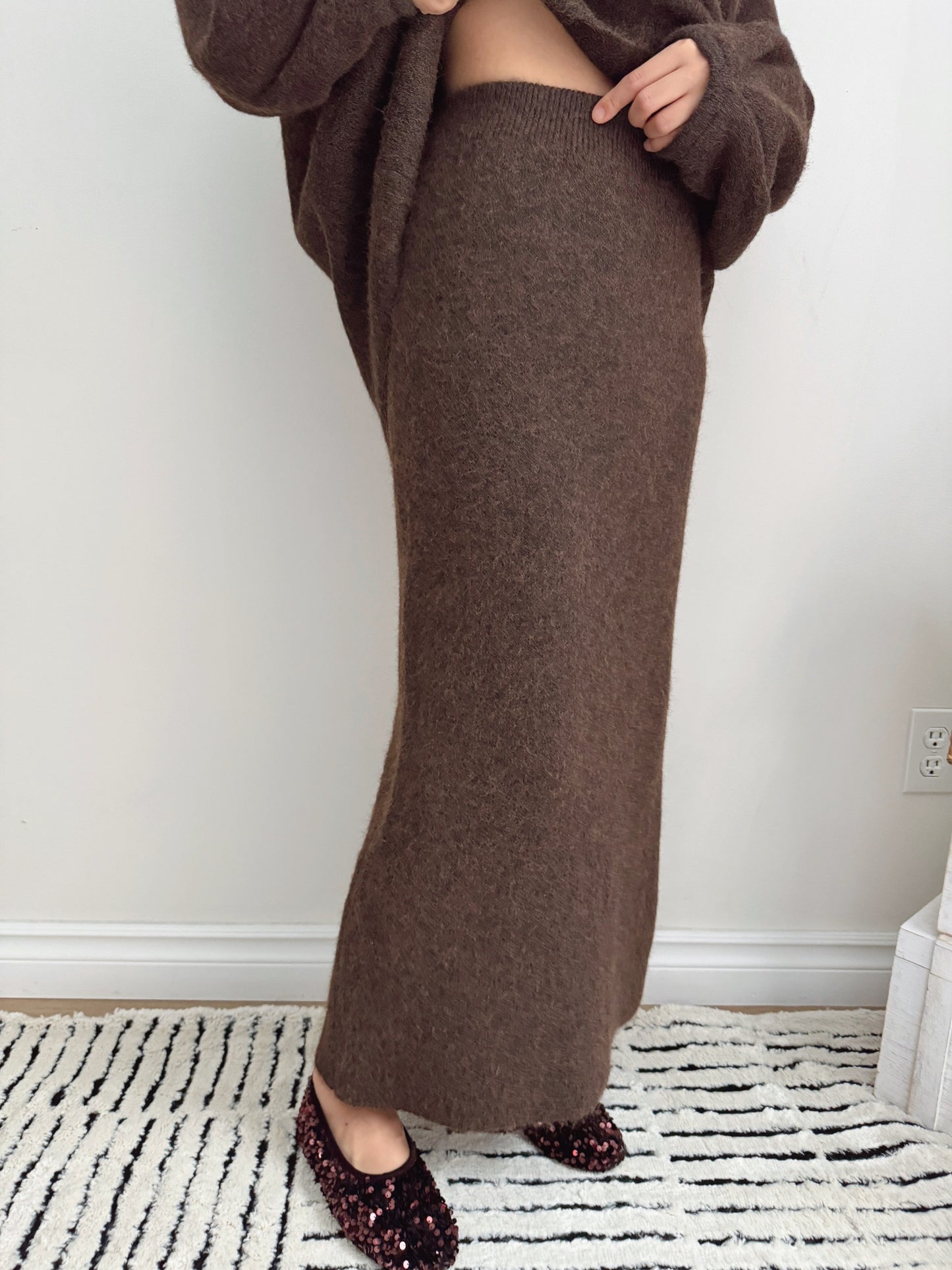 Button Knit Two Piece Sets(brown, grey)