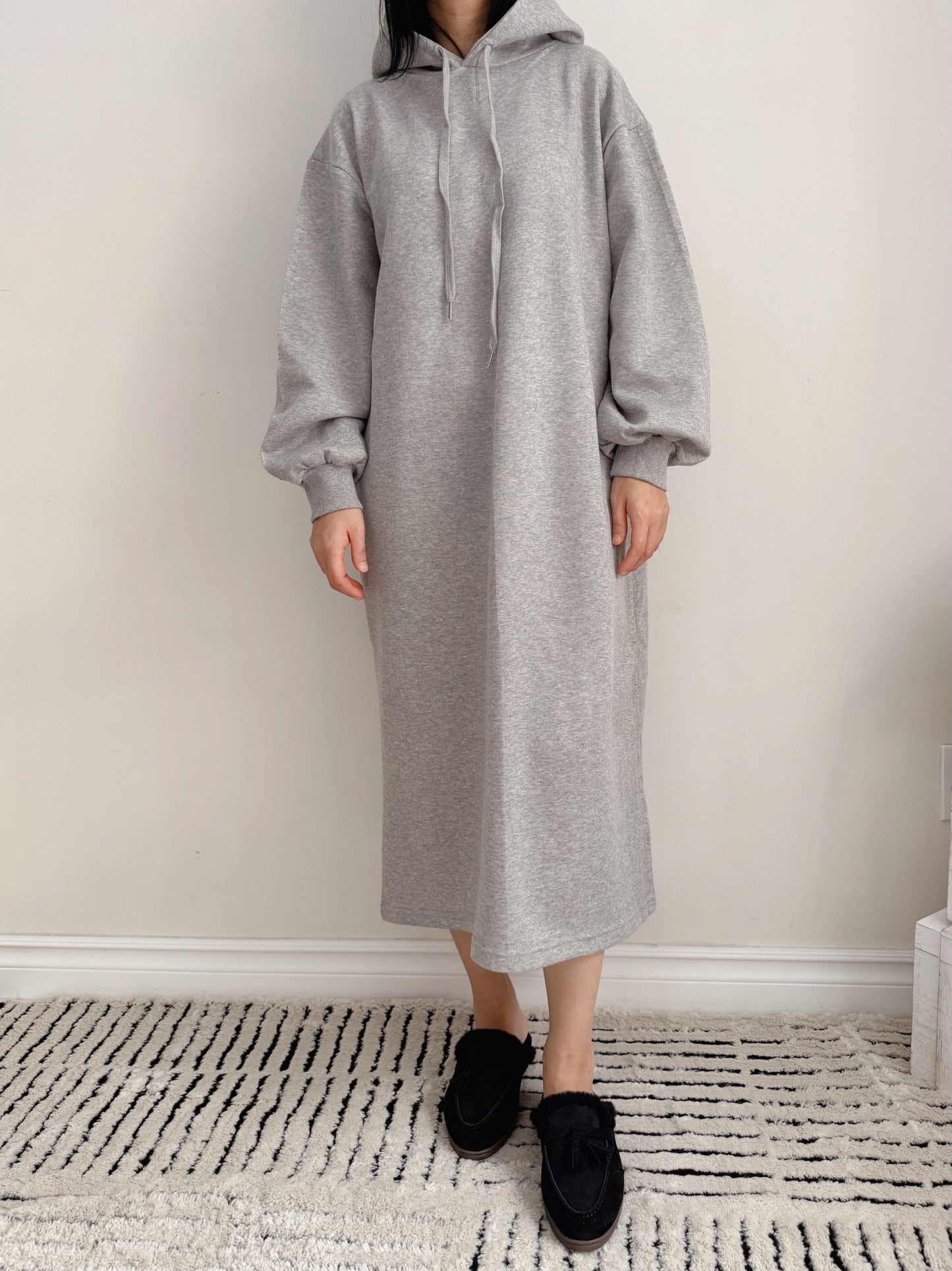 Hoodie long dress (gray,oatmeal, black)