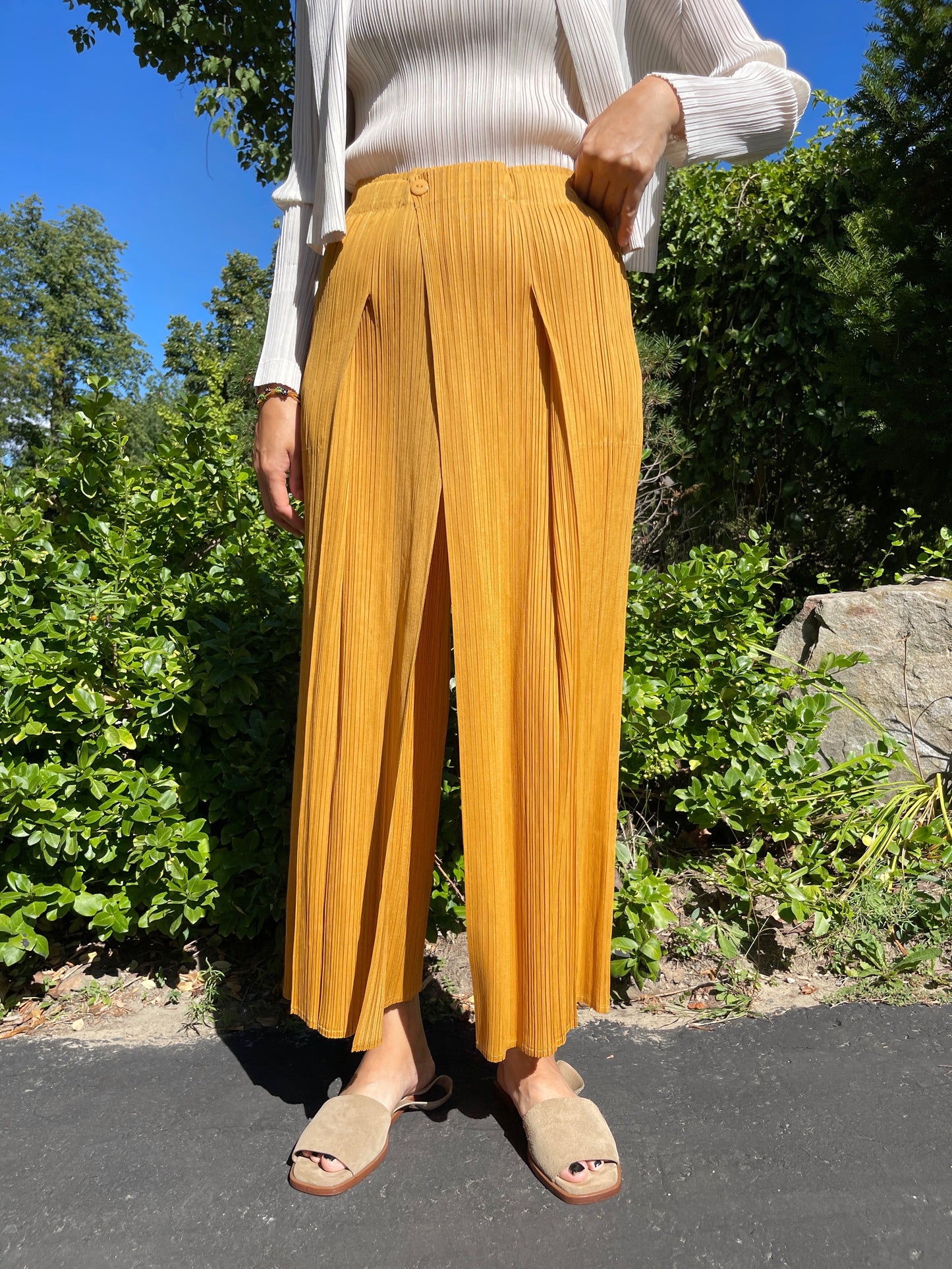 Button wrap pants (mustard, blue, ivory, black)