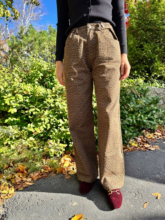 vintage animal print pants (beige,brown)