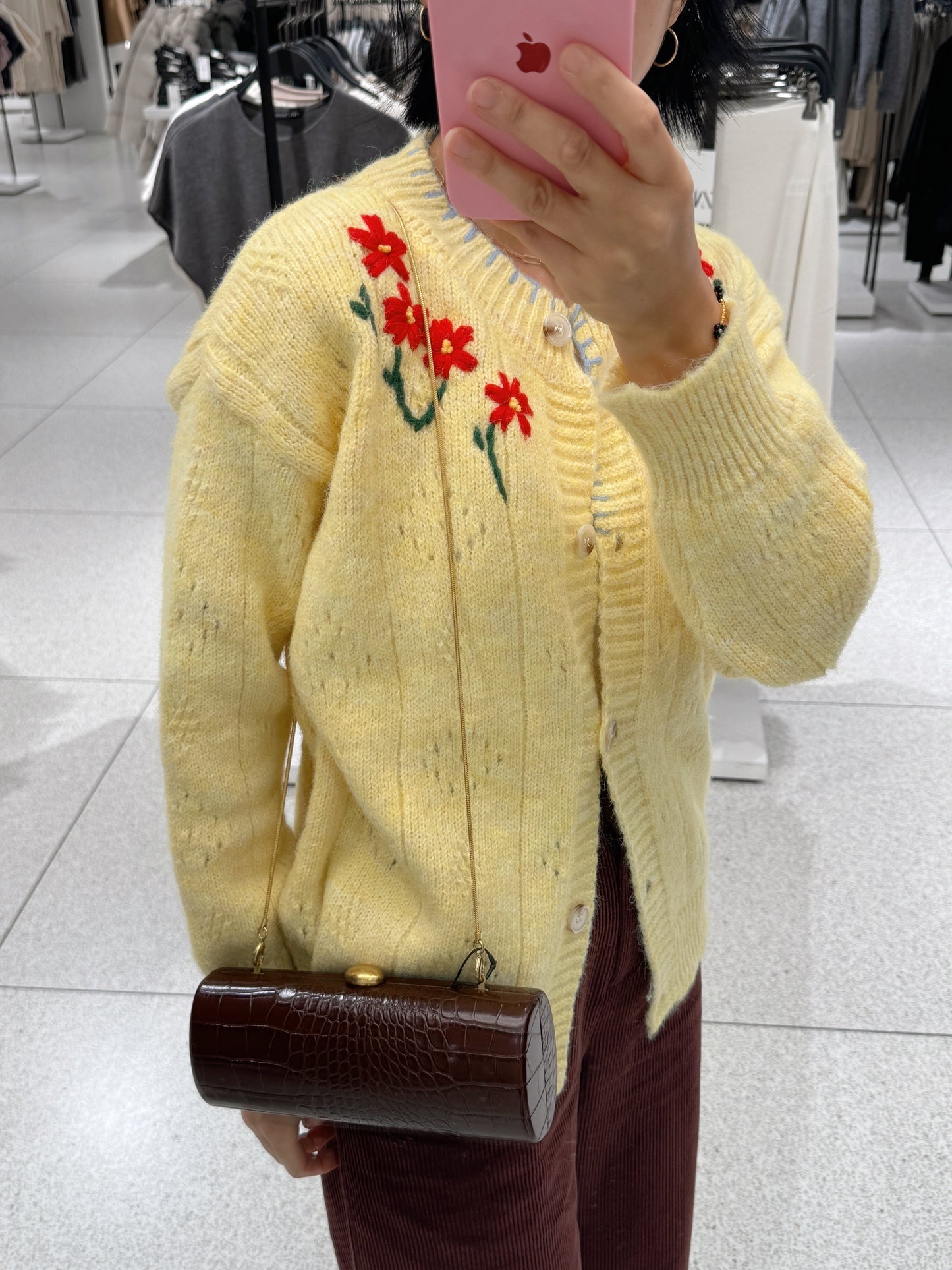 Vintage flower cardigan (grey,yellow,brown)