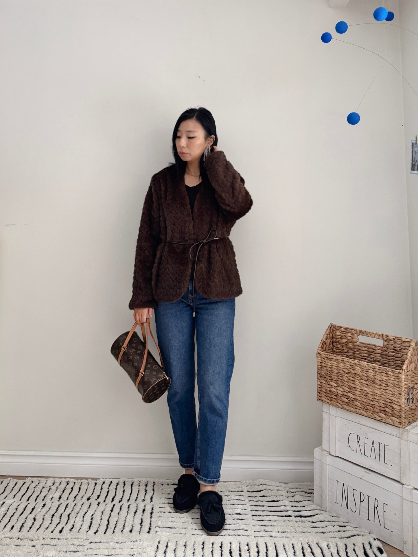 Misty mood faux fur jacket ( ivory, gray, brown)