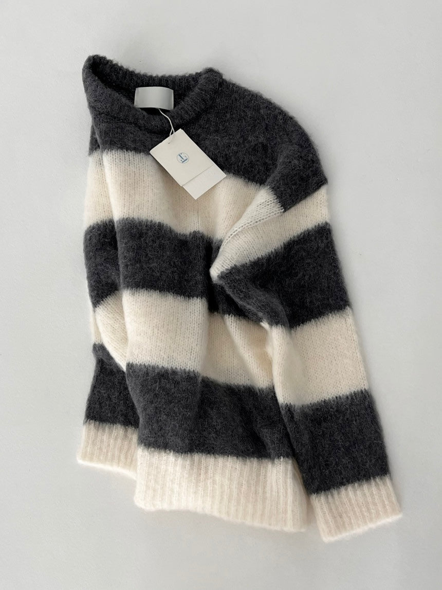 Striped knit (pink,gray)