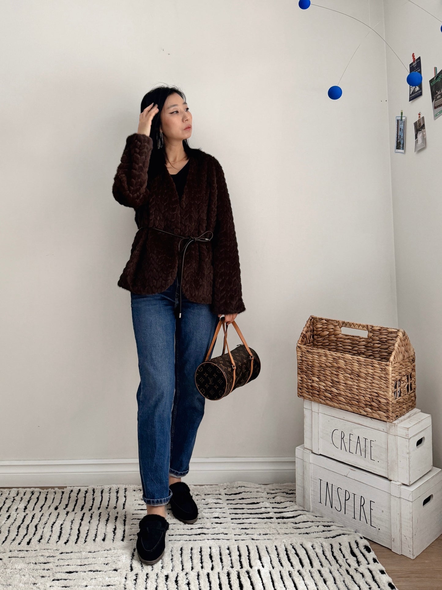 Misty mood faux fur jacket ( ivory, gray, brown)