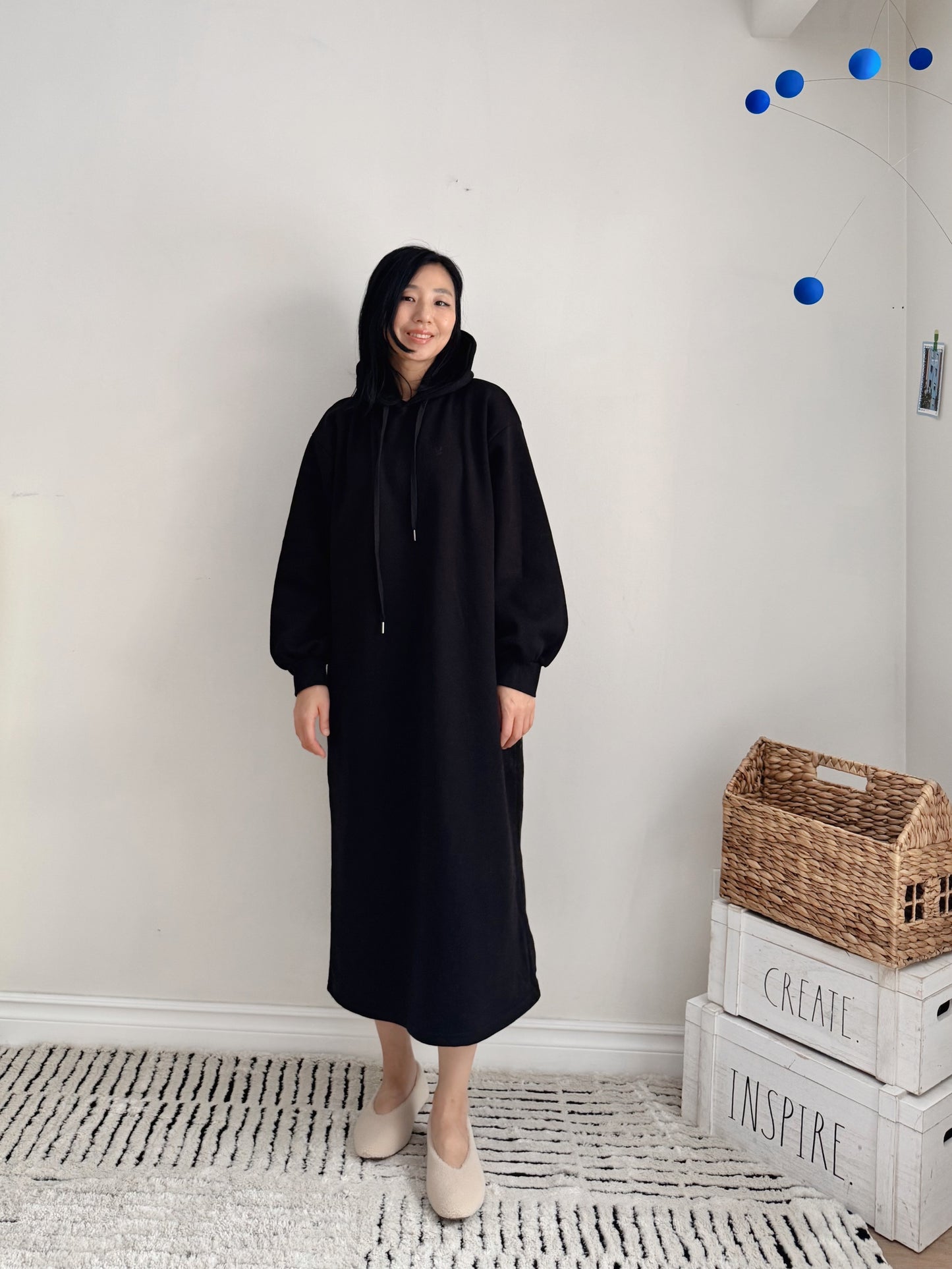 Hoodie long dress (gray,oatmeal, black)