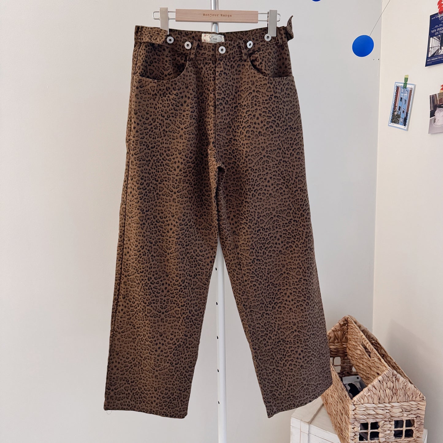 vintage animal print pants (beige,brown)