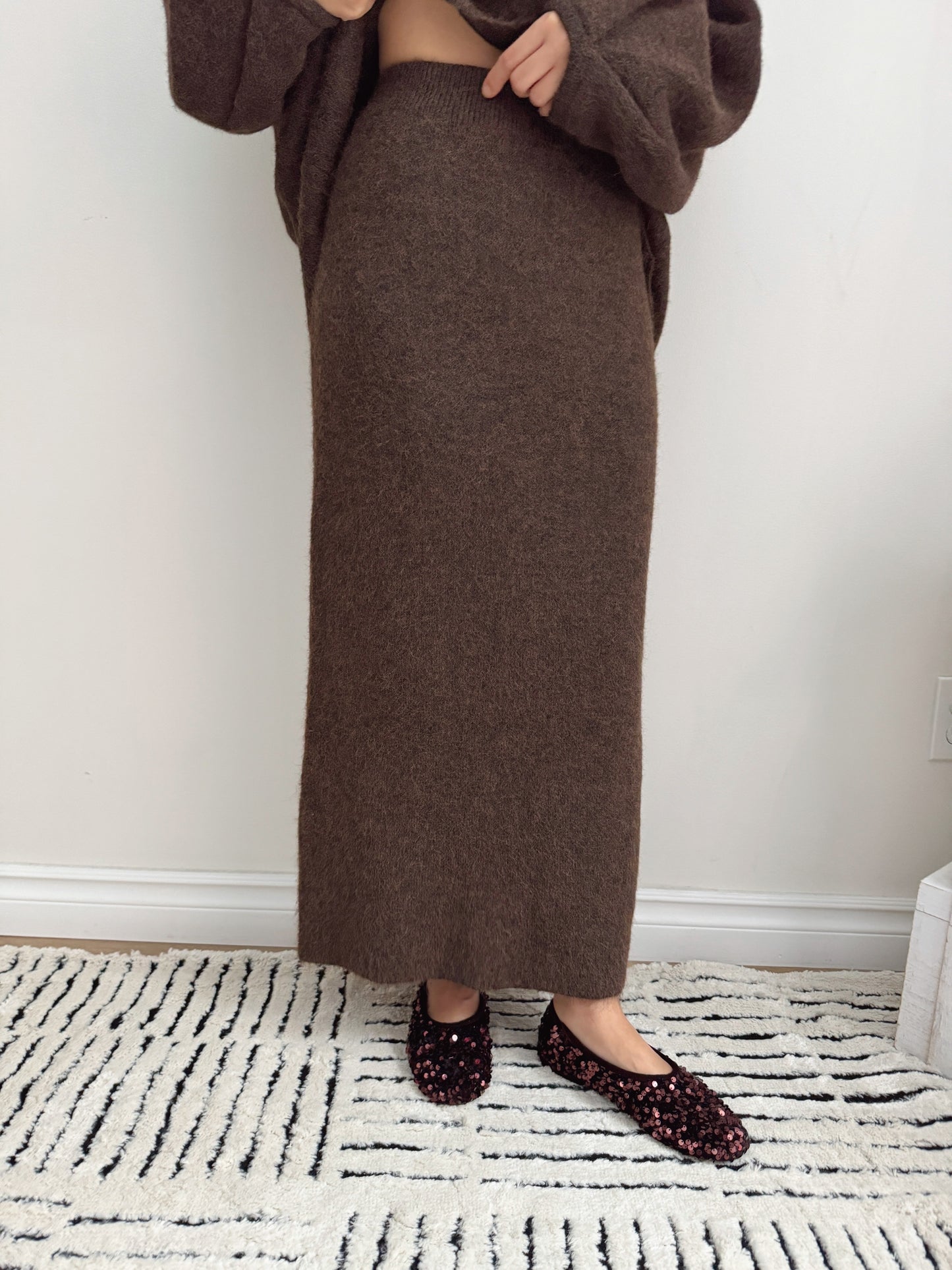Button Knit Two Piece Sets(brown, grey)