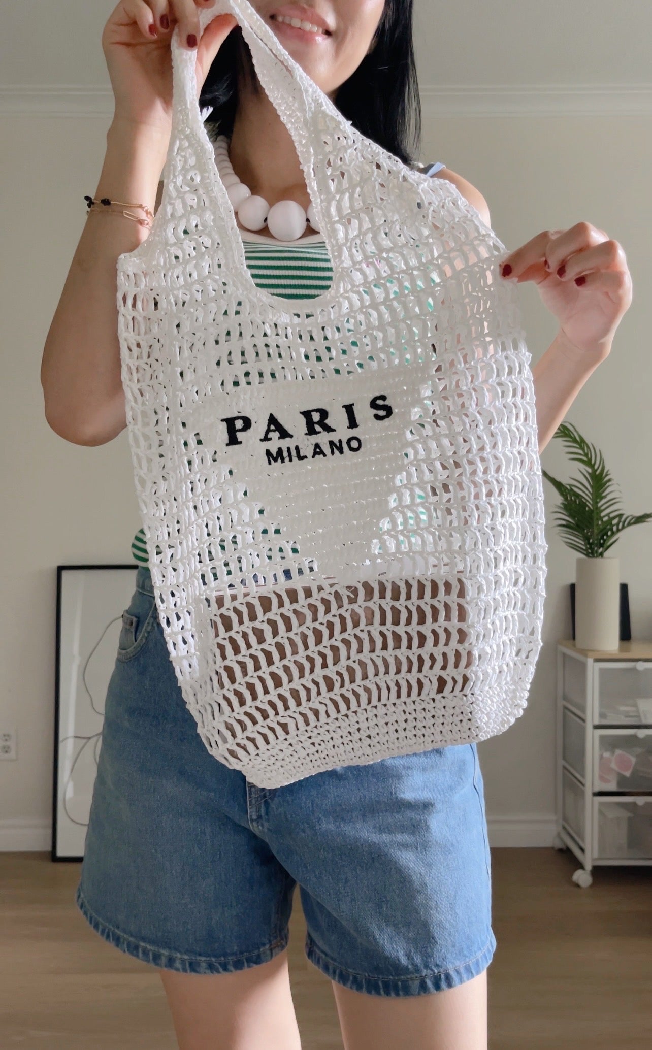 Paris beachbag (white, blue, orange, lime, beige, black)