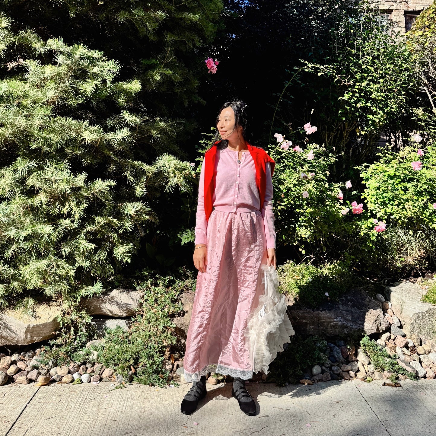 Merino Wool Cardigan (red, gray, pink)